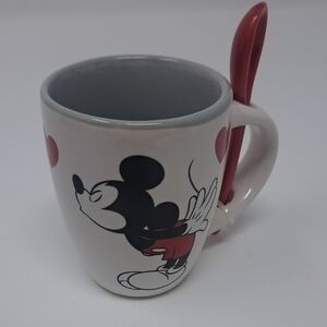 Disney Mickey Minnie Mouse Kiss Espresso Mug With Spoon New 4oz